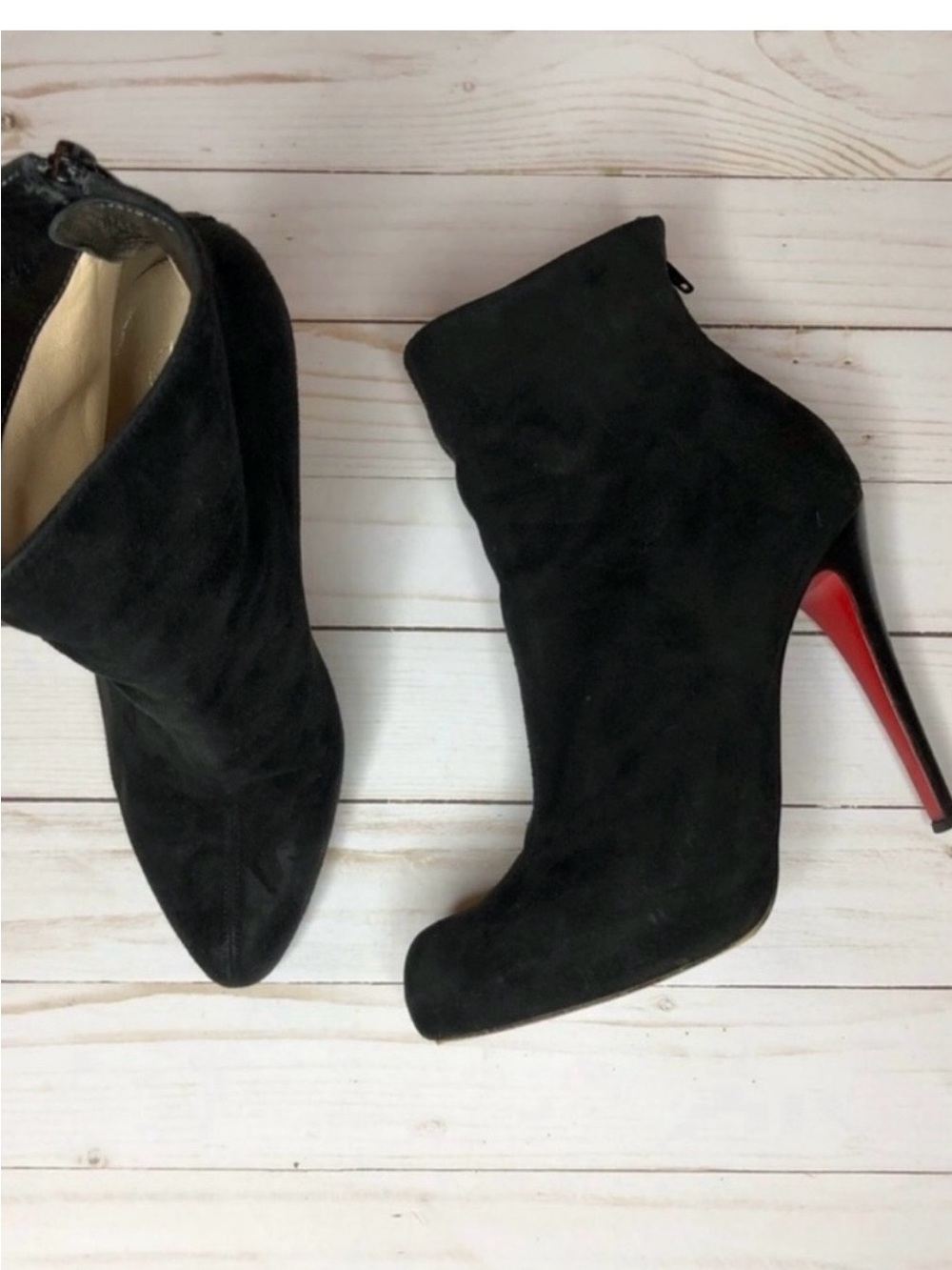 Christian Louboutin Black Suede Ankle Booties